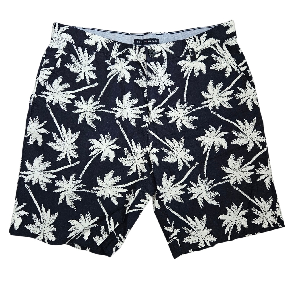 Tommy Hilfiger Palm Tree Navy Blue/White Summer‎ Vacation Shorts Size 35